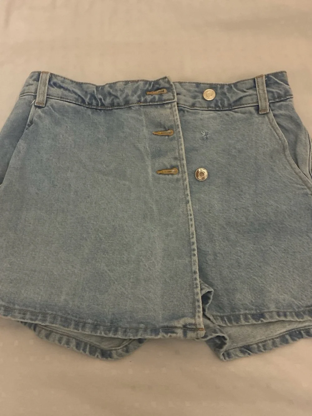 Zara Light Blue Denim Waistband Detail Skirt